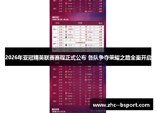 2026年亚冠精英联赛赛程正式公布 各队争夺荣耀之路全面开启